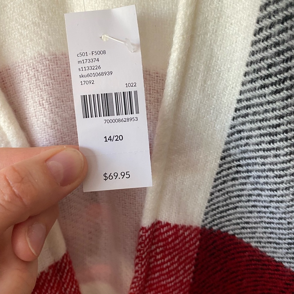 Accepting offers- Lane Bryant Red and White Checkered Poncho - Picture 3 of 6